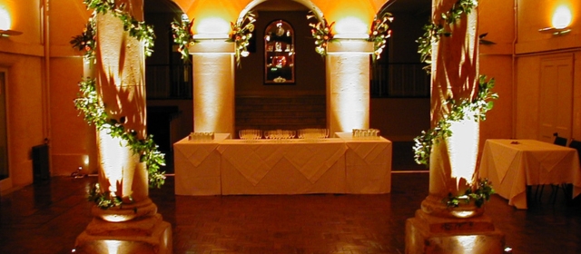 A pn image of a wedding set up at Wells Town Hall